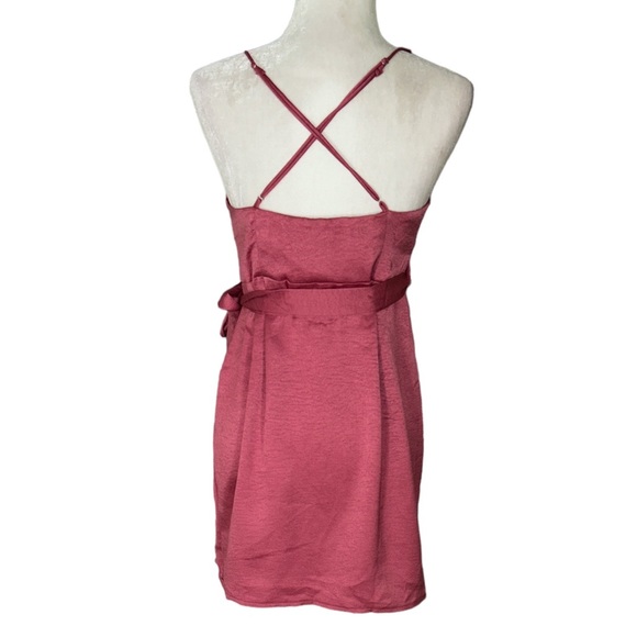 NWT Hello Molly If The Gown Fits Satin Wrap Draped Mini Dress in Rose - 6 - Picture 9 of 16